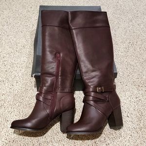 NEW JustFab, Wellington boots, color is BURGUNDY